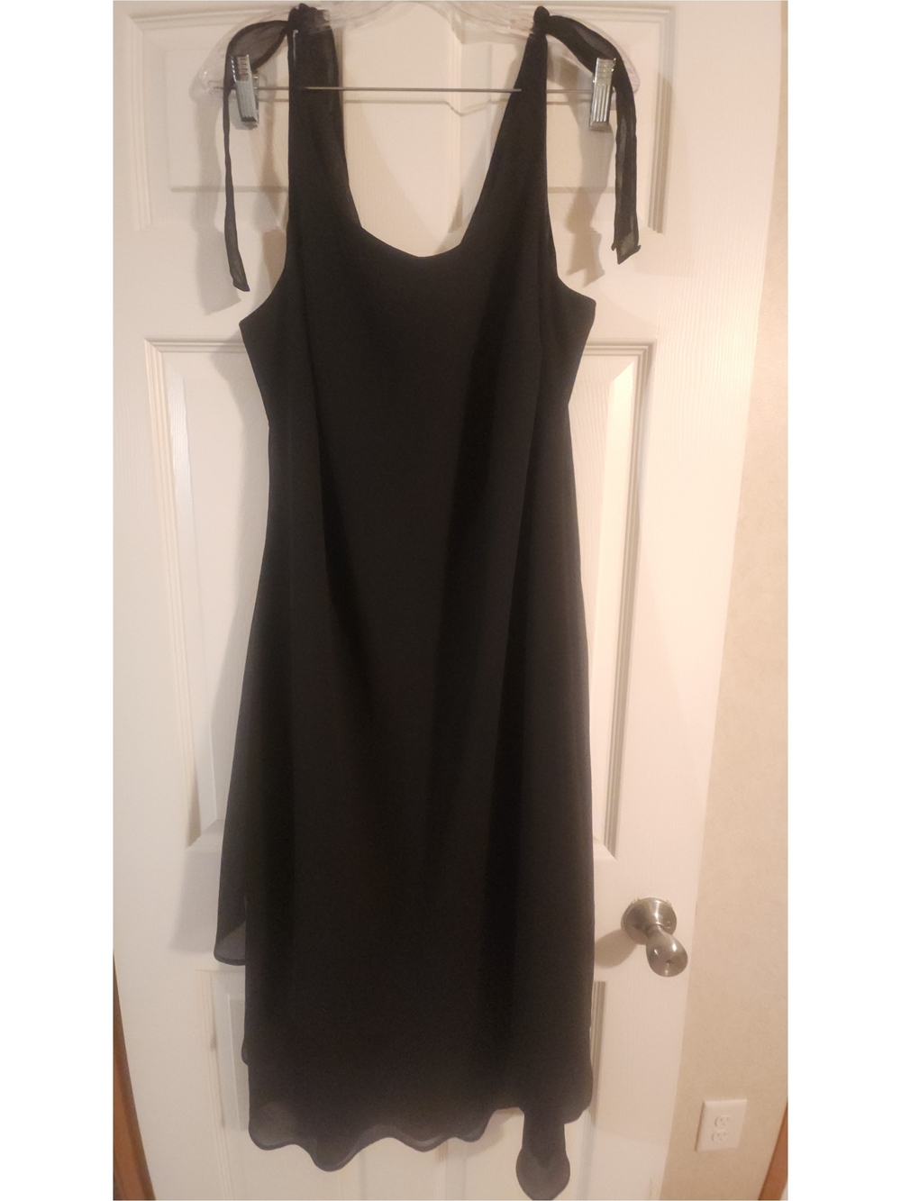Vintage Classic Black Midi Dress with Tie Shoulders